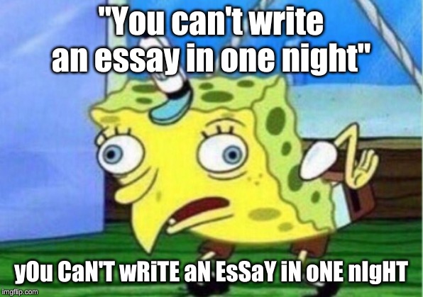 spongebob can't write essay