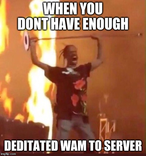 Travis Scott  | WHEN YOU DONT HAVE ENOUGH; DEDITATED WAM TO SERVER | image tagged in travis scott | made w/ Imgflip meme maker