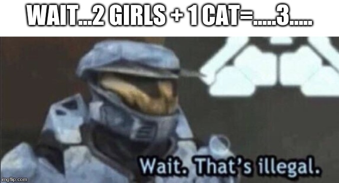 Wait that’s illegal | WAIT...2 GIRLS + 1 CAT=.....3..... | image tagged in wait thats illegal | made w/ Imgflip meme maker