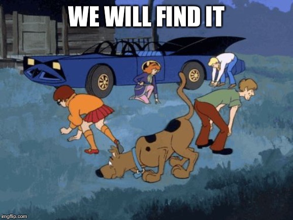Scooby Doo Search | WE WILL FIND IT | image tagged in scooby doo search | made w/ Imgflip meme maker