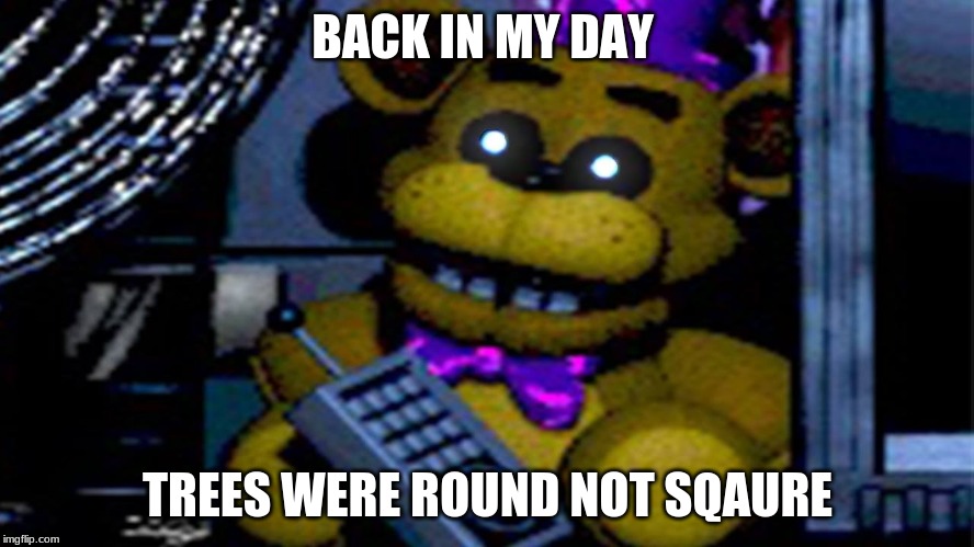 lost but not found | BACK IN MY DAY; TREES WERE ROUND NOT SQUARE | image tagged in lost but not found | made w/ Imgflip meme maker