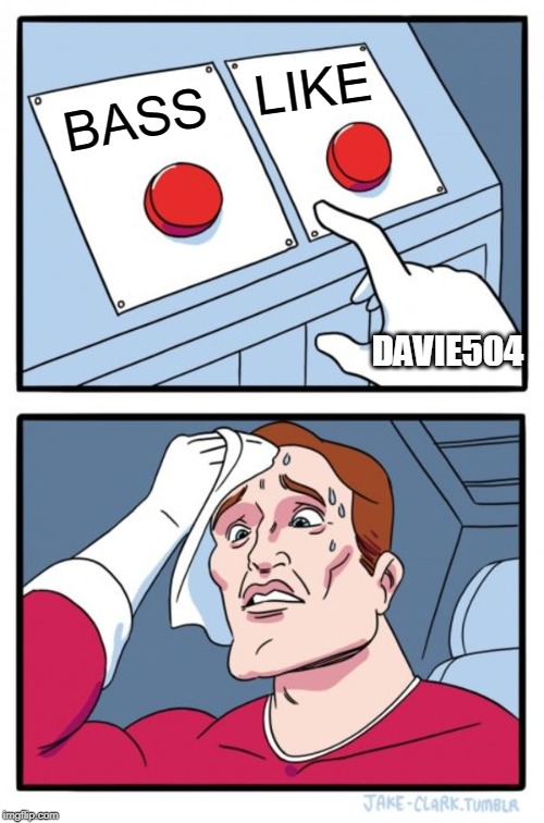 Two Buttons Meme | LIKE; BASS; DAVIE504 | image tagged in memes,two buttons | made w/ Imgflip meme maker