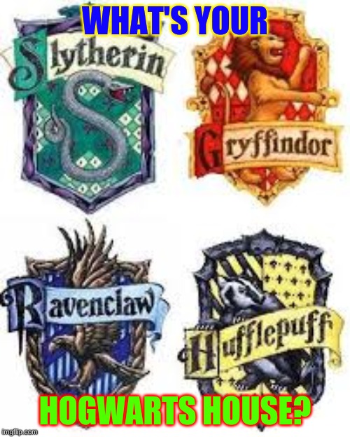Whats ur house | WHAT'S YOUR; HOGWARTS HOUSE? | image tagged in the hogwarts houses | made w/ Imgflip meme maker