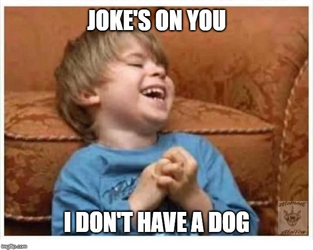 joke's on you dad | JOKE'S ON YOU I DON'T HAVE A DOG | image tagged in joke's on you dad | made w/ Imgflip meme maker