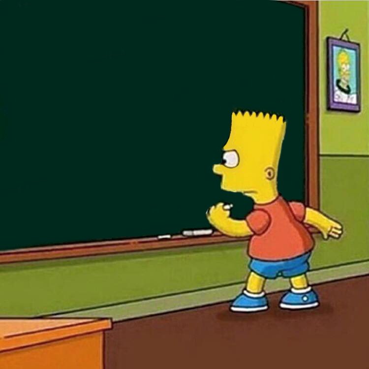 Bart Simpson writing on chalkboard Blank Meme Template