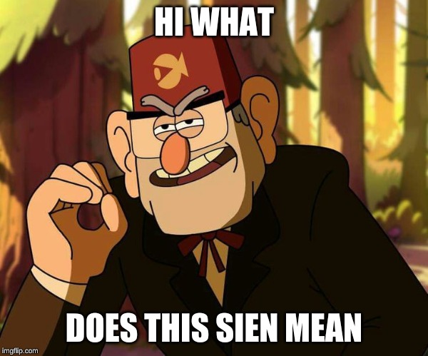"One Does Not Simply" Stan Pines | HI WHAT; DOES THIS SIEN MEAN | image tagged in one does not simply stan pines | made w/ Imgflip meme maker