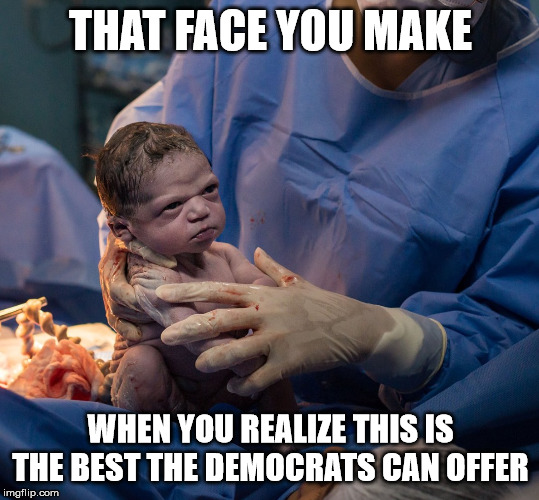 That Face You Make - Baby Style | THAT FACE YOU MAKE; WHEN YOU REALIZE THIS IS THE BEST THE DEMOCRATS CAN OFFER | image tagged in that face you make - baby style,that face you make,democrats,election 2020 | made w/ Imgflip meme maker