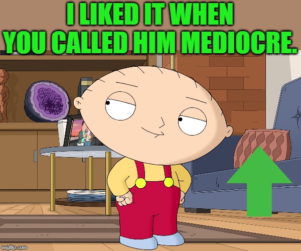 family guy | I LIKED IT WHEN YOU CALLED HIM MEDIOCRE. | image tagged in family guy | made w/ Imgflip meme maker