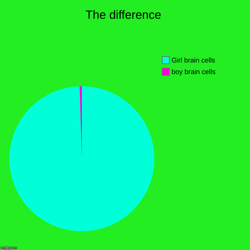The difference | boy brain cells, Girl brain cells | image tagged in charts,pie charts | made w/ Imgflip chart maker