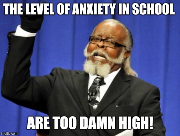 Too Damn High Meme | THE LEVEL OF ANXIETY IN SCHOOL ARE TOO DAMN HIGH! | image tagged in memes,too damn high | made w/ Imgflip meme maker