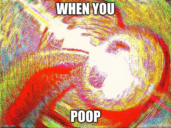 Deep fried hell | WHEN YOU; POOP | image tagged in deep fried hell | made w/ Imgflip meme maker