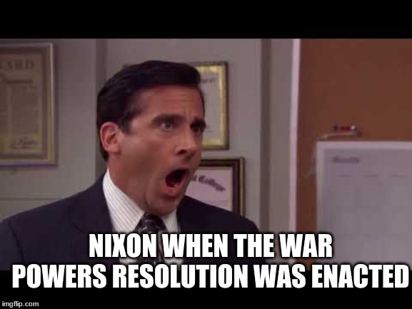 Nixon | NIXON WHEN THE WAR POWERS RESOLUTION WAS ENACTED | image tagged in nixon,vietnam | made w/ Imgflip meme maker