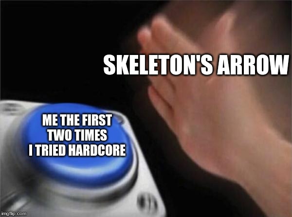 Blank Nut Button Meme | SKELETON'S ARROW; ME THE FIRST TWO TIMES I TRIED HARDCORE | image tagged in memes,blank nut button | made w/ Imgflip meme maker