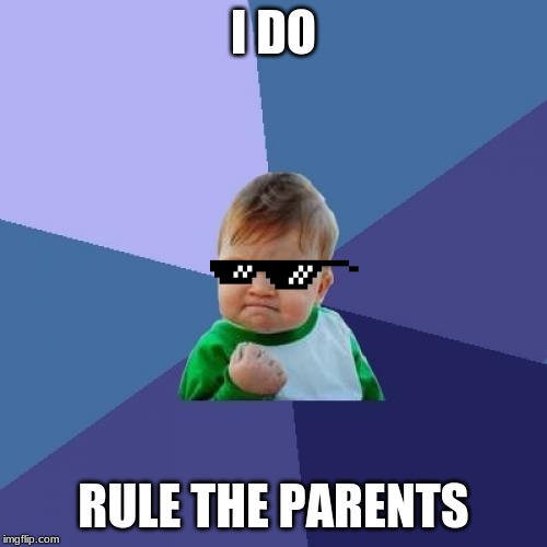 Success Kid Meme | I DO; RULE THE PARENTS | image tagged in memes,success kid | made w/ Imgflip meme maker