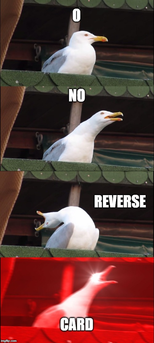 Inhaling Seagull Meme | O; NO; REVERSE; CARD | image tagged in memes,inhaling seagull | made w/ Imgflip meme maker