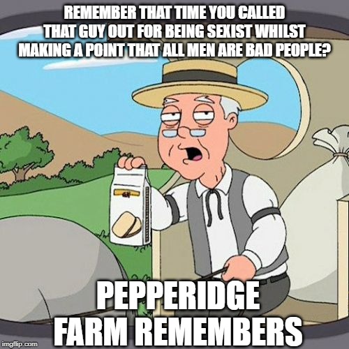 Maybe buy a few of these milano cookies and this whole thing blows away | REMEMBER THAT TIME YOU CALLED THAT GUY OUT FOR BEING SEXIST WHILST MAKING A POINT THAT ALL MEN ARE BAD PEOPLE? PEPPERIDGE FARM REMEMBERS | image tagged in memes,pepperidge farm remembers,mean girls,white girls,feminism | made w/ Imgflip meme maker