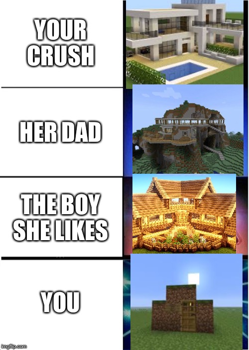 Expanding Brain | YOUR CRUSH; HER DAD; THE BOY SHE LIKES; YOU | image tagged in memes,expanding brain | made w/ Imgflip meme maker