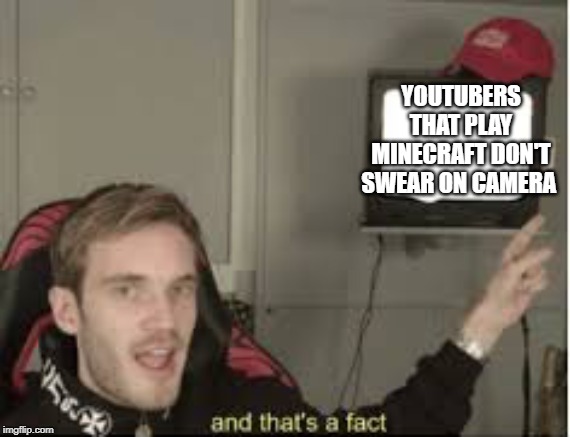 And thats a fact | YOUTUBERS THAT PLAY MINECRAFT DON'T SWEAR ON CAMERA | image tagged in and thats a fact | made w/ Imgflip meme maker