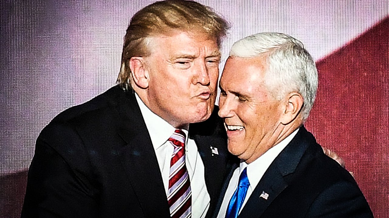 High Quality Mike Pence gets the Judas kiss from Trump Blank Meme Template