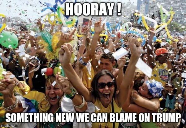 celebrate | HOORAY ! SOMETHING NEW WE CAN BLAME ON TRUMP | image tagged in celebrate | made w/ Imgflip meme maker