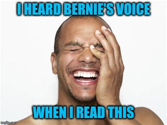 Laughing guy | I HEARD BERNIE'S VOICE WHEN I READ THIS | image tagged in laughing guy | made w/ Imgflip meme maker