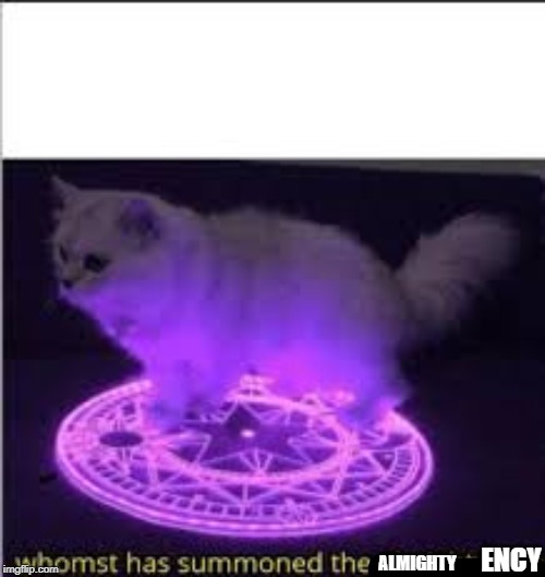 ALMIGHTY ENCY | image tagged in whomst has summoned the almighty one | made w/ Imgflip meme maker