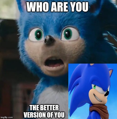 Sonic Movie | WHO ARE YOU; THE BETTER VERSION OF YOU | image tagged in sonic movie | made w/ Imgflip meme maker