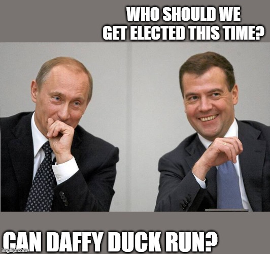 Election Interference, its no joke. | WHO SHOULD WE GET ELECTED THIS TIME? CAN DAFFY DUCK RUN? | image tagged in memes,politics,maga,impeach trump,trump russia collusion,election 2020 | made w/ Imgflip meme maker