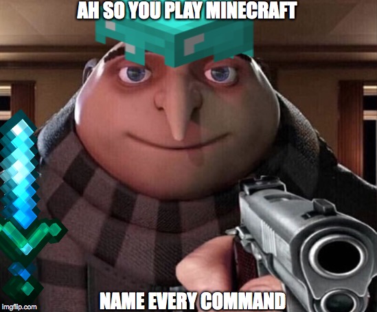 AH SO YOU PLAY MINECRAFT; NAME EVERY COMMAND | image tagged in gru meme | made w/ Imgflip meme maker