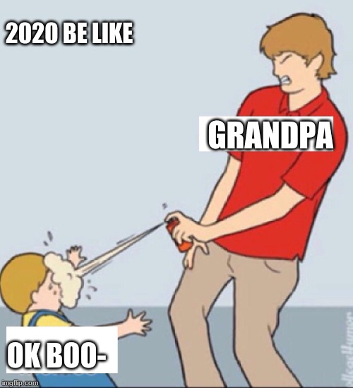 Baby Repellent | 2020 BE LIKE; GRANDPA; OK BOO- | image tagged in baby repellent | made w/ Imgflip meme maker