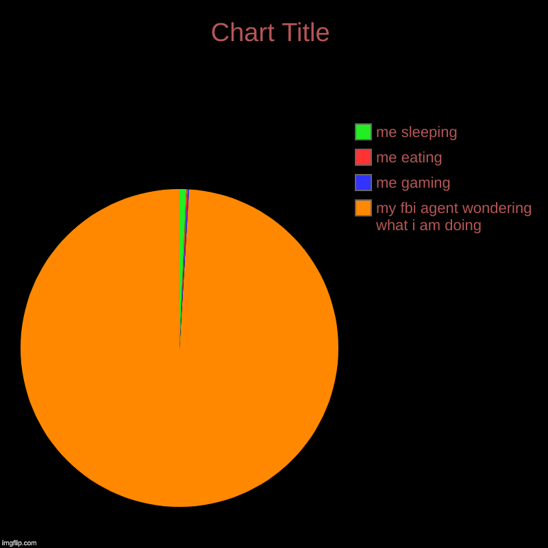 my fbi agent wondering what i am doing, me gaming, me eating , me sleeping | image tagged in charts,pie charts | made w/ Imgflip chart maker