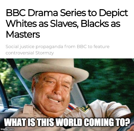 Seriously, though, don't use the BBC. They are publicly-funded fake news. | WHAT IS THIS WORLD COMING TO? | image tagged in buford t justice,memes,bbc,racism,politics | made w/ Imgflip meme maker