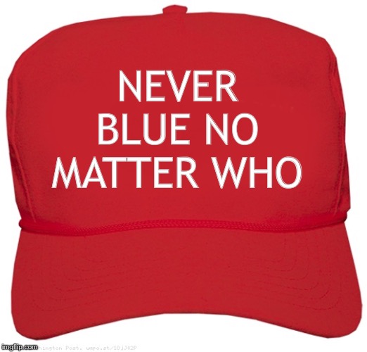 There was a time, the "blue" democrats were statesmen, civil, and looked out for what was best for America.  No more. | NEVER BLUE NO MATTER WHO | image tagged in blank red maga hat,democrats,vote red,republicans | made w/ Imgflip meme maker