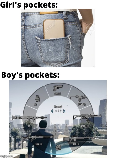 image tagged in boys vs girls,pocket | made w/ Imgflip meme maker