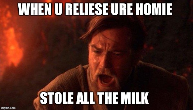 You Were The Chosen One (Star Wars) | WHEN U RELIESE URE HOMIE; STOLE ALL THE MILK | image tagged in memes,you were the chosen one star wars | made w/ Imgflip meme maker