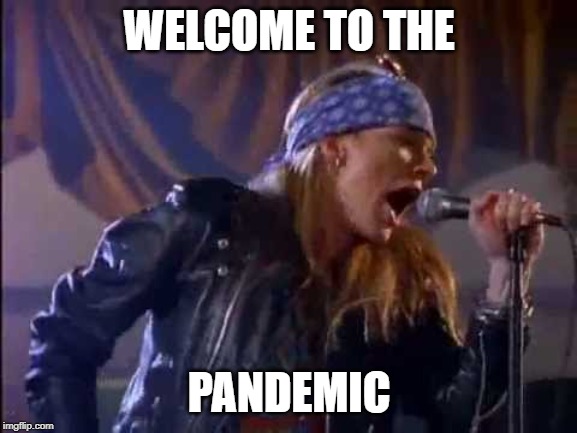 Axl Rose | WELCOME TO THE; PANDEMIC | image tagged in axl rose | made w/ Imgflip meme maker