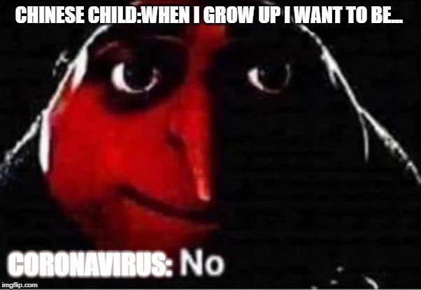 Gru No | CHINESE CHILD:WHEN I GROW UP I WANT TO BE... CORONAVIRUS: | image tagged in gru no | made w/ Imgflip meme maker
