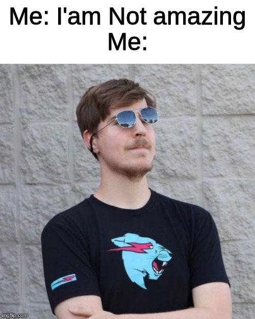 Mr. Beast | Me: I'am Not amazing
Me: | image tagged in mr beast | made w/ Imgflip meme maker