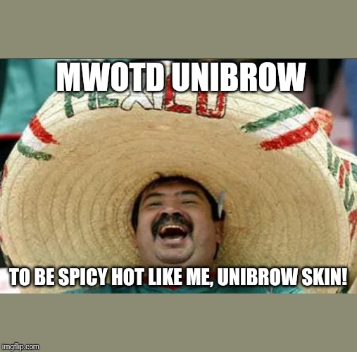 mexican word of the day | MWOTD UNIBROW TO BE SPICY HOT LIKE ME, UNIBROW SKIN! | image tagged in mexican word of the day | made w/ Imgflip meme maker