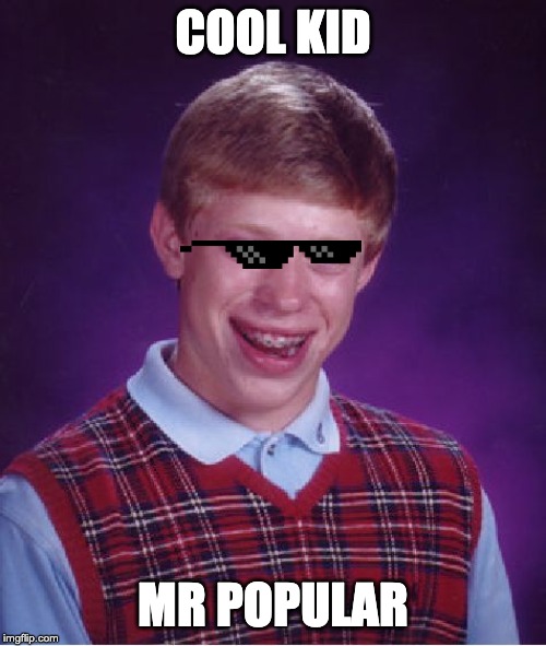 Bad Luck Brian Meme | COOL KID; MR POPULAR | image tagged in memes,bad luck brian | made w/ Imgflip meme maker