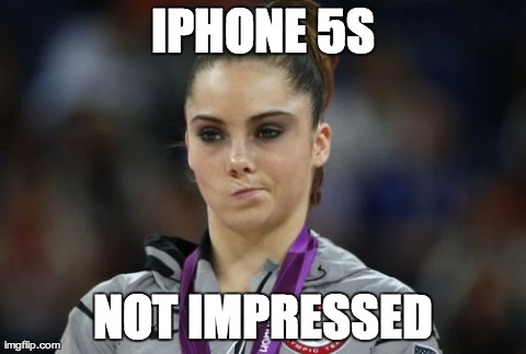 McKayla Maroney Not Impressed Meme | IPHONE 5S NOT IMPRESSED | image tagged in memes,mckayla maroney not impressed | made w/ Imgflip meme maker