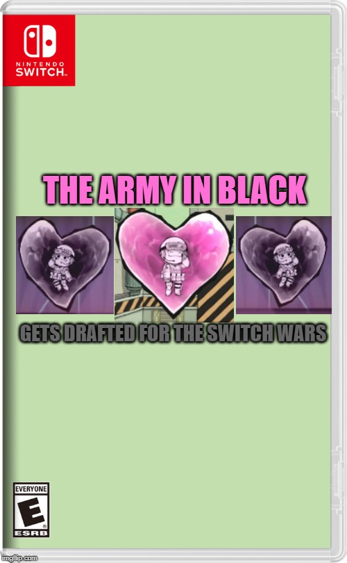 "I salute to you, ma'am..." | THE ARMY IN BLACK; GETS DRAFTED FOR THE SWITCH WARS | image tagged in nintendo switch,memes,lobotomy corporation,army in black,army in pink | made w/ Imgflip meme maker