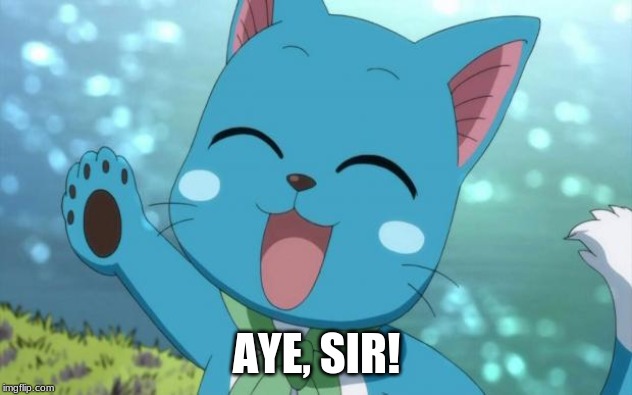 Happy fairy tail | AYE, SIR! | image tagged in happy fairy tail | made w/ Imgflip meme maker