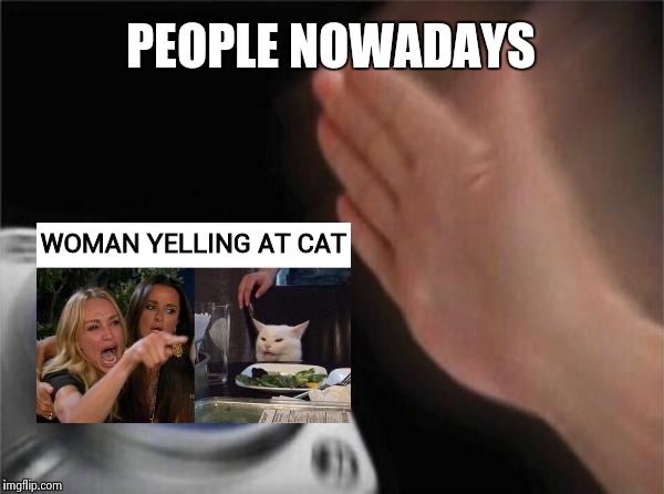 Stop it man, it's getting on my nerves... | PEOPLE NOWADAYS; WOMAN YELLING AT CAT | image tagged in memes,blank nut button,woman yelling at cat,stop it | made w/ Imgflip meme maker
