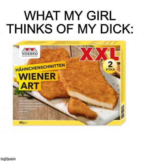 A Work of Art | WHAT MY GIRL THINKS OF MY DICK: | image tagged in dick jokes | made w/ Imgflip meme maker