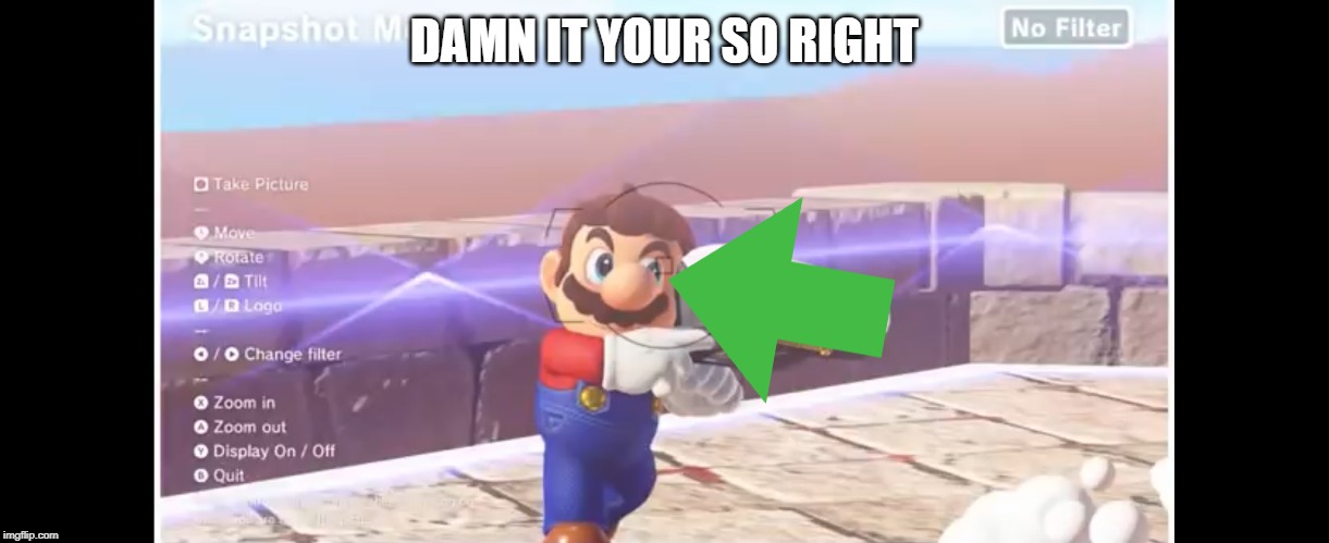 VideoGameDunkey Mario playthrough | DAMN IT YOUR SO RIGHT | image tagged in videogamedunkey mario playthrough | made w/ Imgflip meme maker