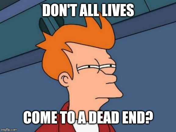 Futurama Fry Meme | DON'T ALL LIVES COME TO A DEAD END? | image tagged in memes,futurama fry | made w/ Imgflip meme maker