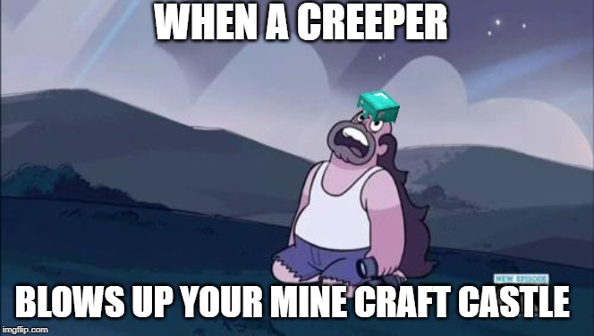 Steven Universe Is Killing me! | WHEN A CREEPER; BLOWS UP YOUR MINE CRAFT CASTLE | image tagged in steven universe is killing me | made w/ Imgflip meme maker