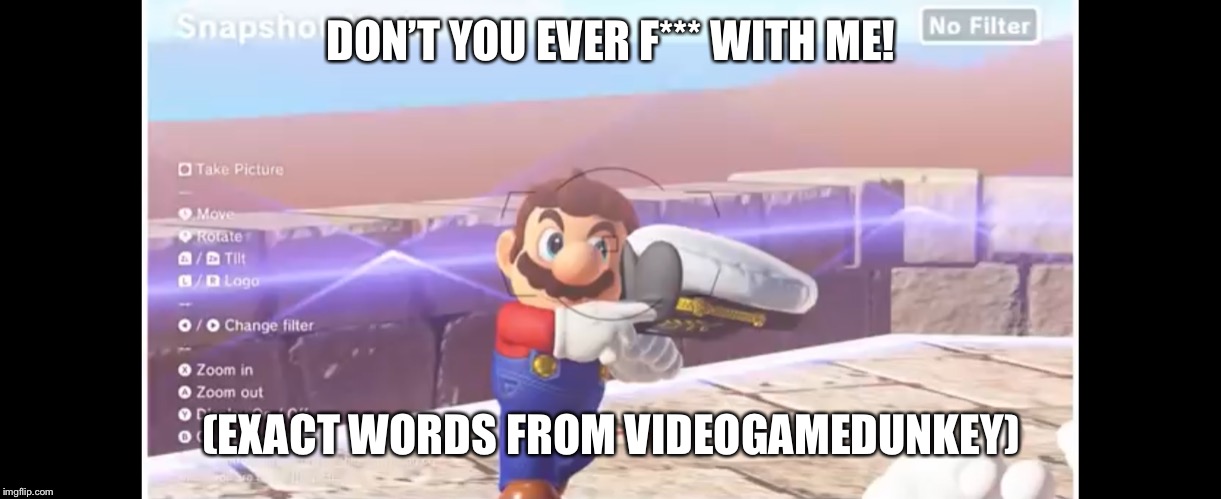 VideoGameDunkey Mario playthrough | DON’T YOU EVER F*** WITH ME! (EXACT WORDS FROM VIDEOGAMEDUNKEY) | image tagged in videogamedunkey mario playthrough | made w/ Imgflip meme maker