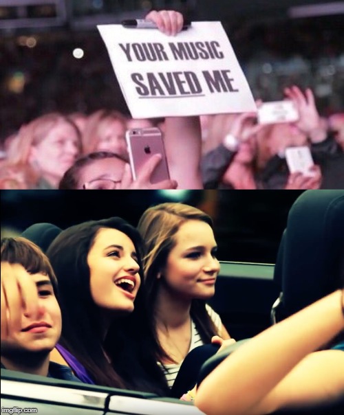 image tagged in friday rebecca black,your music saved me | made w/ Imgflip meme maker